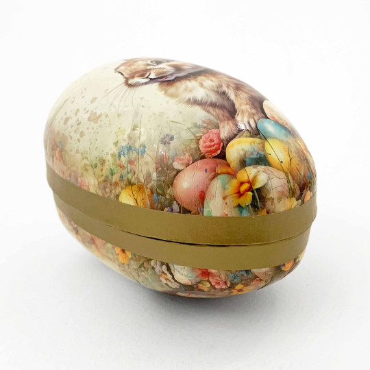 4-1/2" Smiling Bunny Papier Mache Easter Egg Container ~ Germany